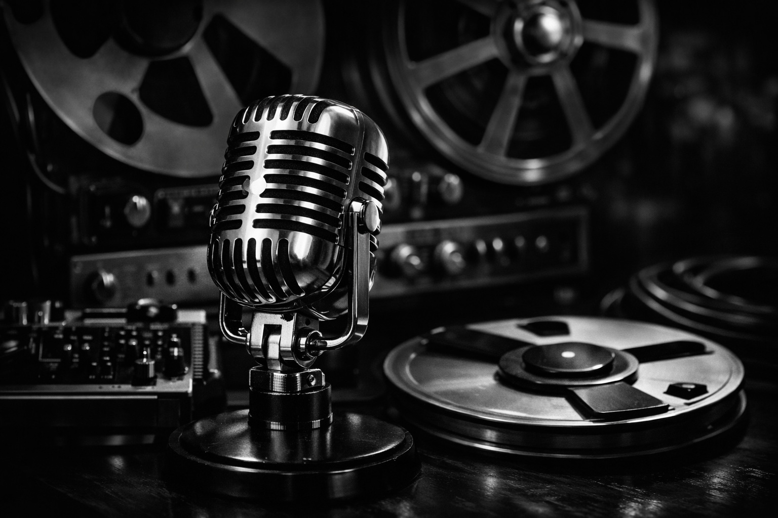 Mikrofon i traka za snimanje u studijskom ambijentu